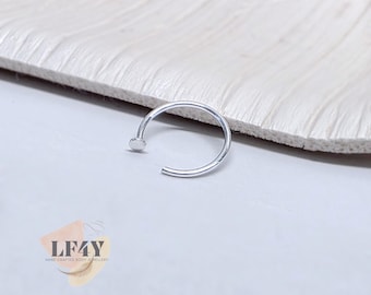 6mm 8mm Diameter Extra Thin Small Tiny Silver Hand Made 925 Silver 0.6mm 22g Open Nose Ring Disc End, Nose Hoop, Nose Ring, Nose Stud