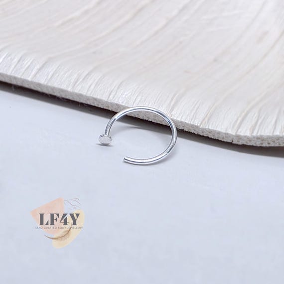 6mm 8mm Diameter Extra Thin Small Tiny Silver Hand Made 925 Silver 0.6mm 22g Open Nose Ring Disc End, Nose Hoop, Nose Ring, Nose Stud