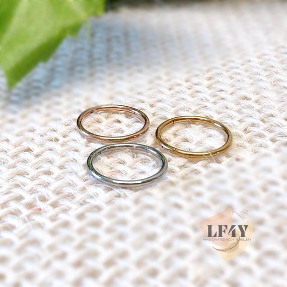 0.8mm / 20G Thin Small Delicate Hinged Clicker Nose Ring Hoop - Helix Ring - Cartilage Ring - Huggy Earrings 6mm / 8mm Dia - Non Allergic