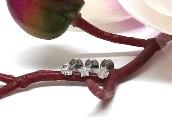 Cubic Zirconia Cartilage Stud: Surgical Steel Helix Tragus Earring