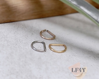 Simple D Septum Ring - D Shape Septum Hoop - Gypsy Septum Ring - Septum Hoop Retainer Piercing Thickness 1.2mm / 16 Guage - Septum Jewellery