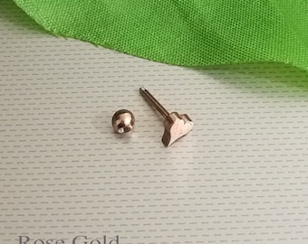 Rose Gold / Silver / Gold Screwed Ball End Heart Tragus Cartilage Earring Helix Stud Bar Steel 16g / 1.2mm Thick -  Guaranted Non Allergic