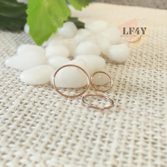 Extra Thin Tiny Small Rose Gold Cartilage Earring Helix Ring Hoop Tragus Ring Nose Hoop 0.6mm 6mm 8mm 316L Steel - Guaranteed Non Alergic