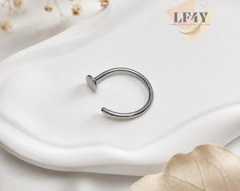Surgical Steel Nose Hoop: Tiny Silver Stud Ring (6mm 8mm 10mm)