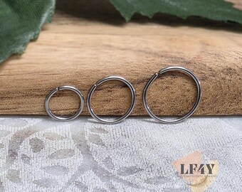 No Sharp Bits 20g Thin Small Steel Silver Tiny Seamless Nose Ring Hoop Dia 6mm 8mm 10mm Thickness 0.8mm 1mm Cartilage, Tragus, Lip Ring