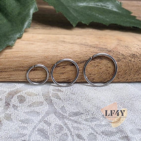 No Sharp Bits 20g Thin Small Steel Silver Tiny Seamless Nose Ring Hoop Dia 6mm 8mm 10mm Thickness 0.8mm 1mm Cartilage, Tragus, Lip Ring