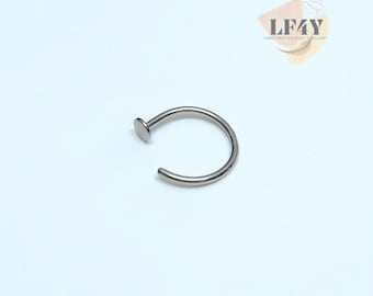 Disc End 0.8mm Small Thin Tiny, 6mm 8mm 10mm Diameter Open Nose Hoop Ring Stud, Made With 316L Surgical Steel