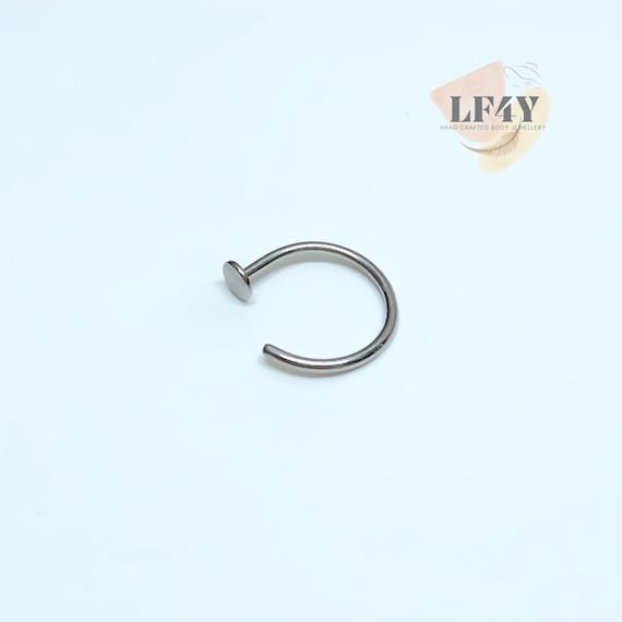 Disc End 0.8mm Small Thin Tiny, 6mm 8mm 10mm Diameter Open Nose Hoop Ring Stud, Made With 316L Surgical Steel