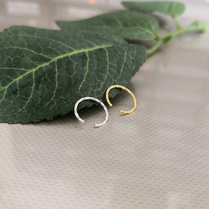 Nepdiamant 0,5 mm kleine dunne clip op goudzilver 6 mm 8 mm gepolijste neusring, 925 zilver, geen piercing nodig