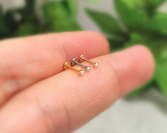 Tiny Pearl Threadless Labret Stud: 20g Steel Tragus, Helix, Conch Earring