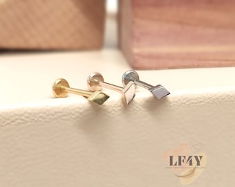 Diamond Shape Steel Push In Labret Stud: 20g Threadless Tragus, Helix, Conch, Cartilage Earring