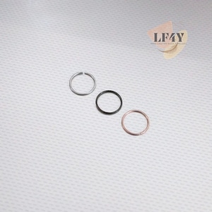3pc Value Set/Pack Of 0.6mm Extra Thin Tiny Small Rose Gold Black Steel Silver 6/8/10mm Cartilage Earring Helix Ring Hoop Tragus Nose Hoop