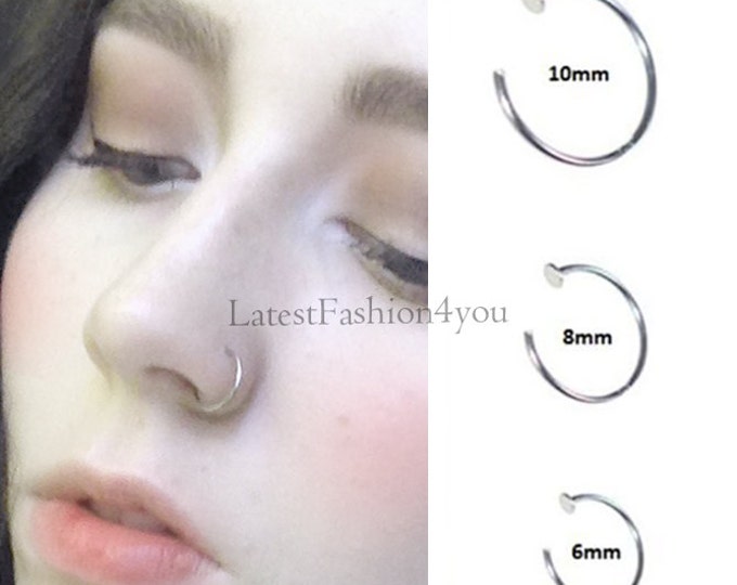 Extra Thin Small 0.8mm Nose Ring Small Nose Hoop Diameter 6mm,8mm,10mm Piercing Body Jewellery