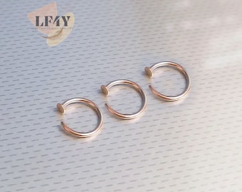 6mm Diameter Extra Thin Small Tiny Silver Hand Made 925 Silver 0.6mm 22g Rose Gold Open Nose Ring Disc End, Nose Hoop, Nose Ring, Nose Stud