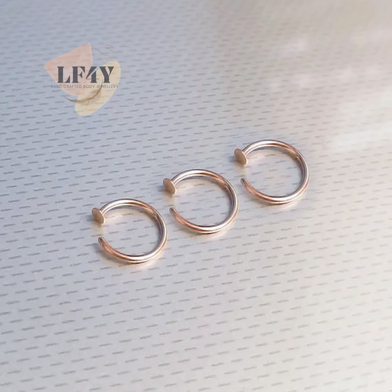 6mm Diameter Extra Thin Small Tiny Silver Hand Made 925 Silver 0.6mm 22g Rose Gold Open Nose Ring Disc End, Nose Hoop, Nose Ring, Nose Stud