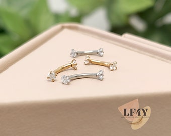 2.5mm Clear CZ Curved Barbell Eyebrow Banana Bar Ring Rook Bar Tragus Piercing 16g 1.2mm Thick 6mm And 8mm Length Silver Steel Gold Stud