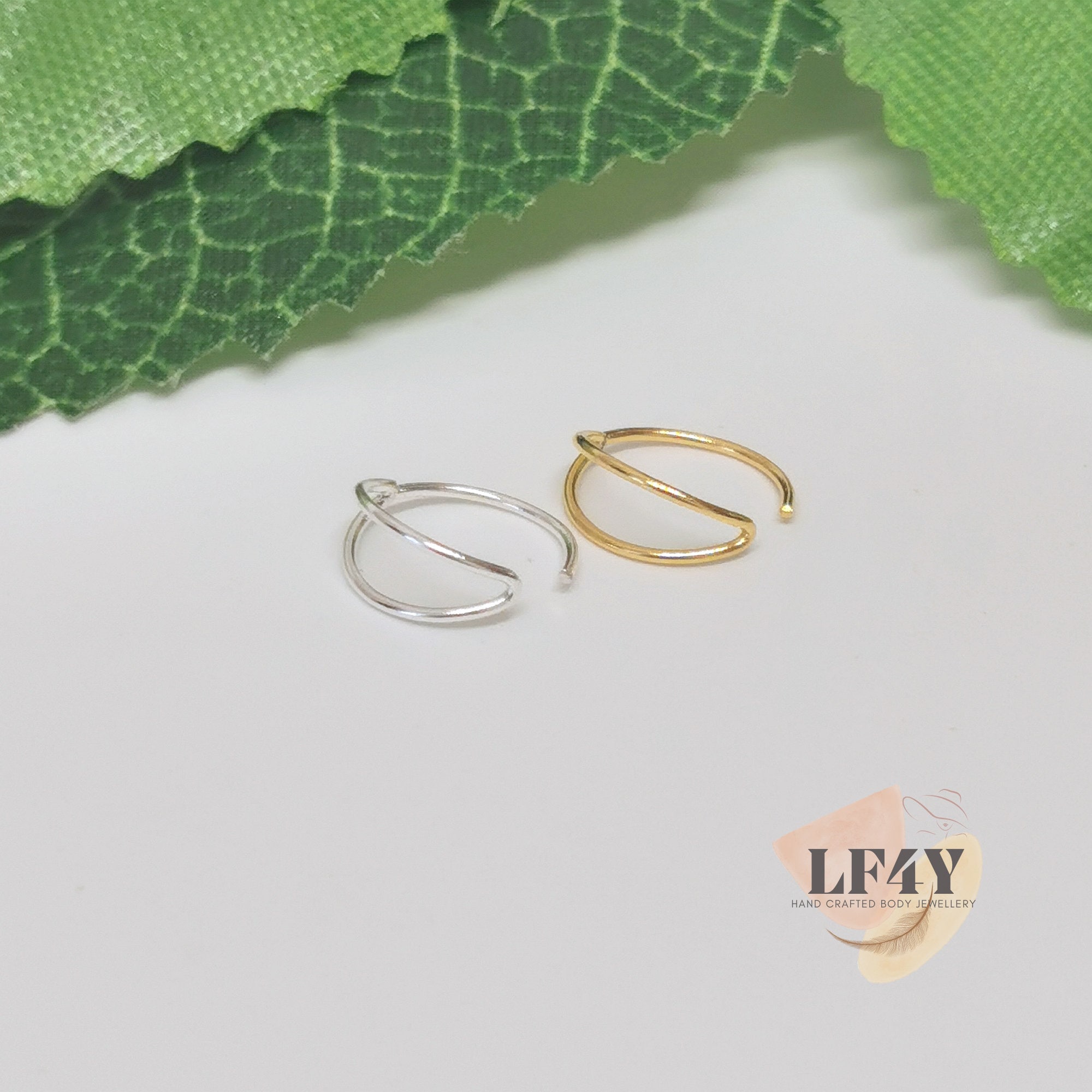 Very Thin Delicate 22G 0.6mm Double 925 Sterling Silver Gold 8mm Dia Nose Ring For Single Pierced Open Nose Ring Gold Silver Nose Hoop