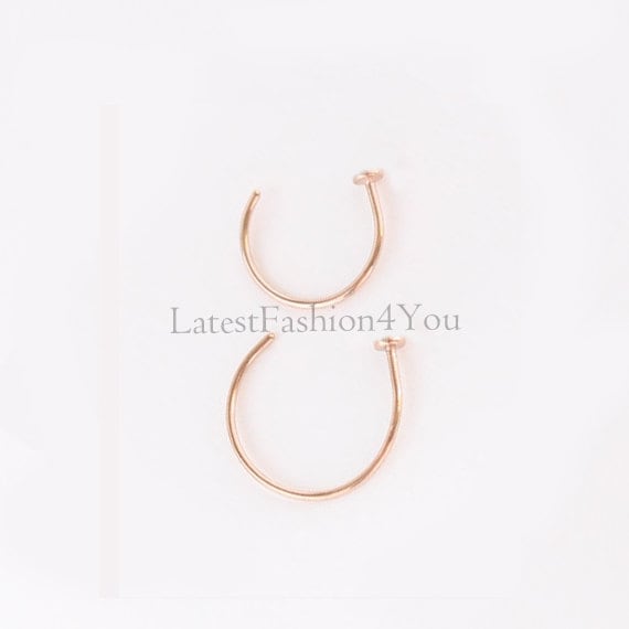 6mm 8mm Diameter Extra Thin Small Tiny Gold Hand Made 925 Sterling Silver 0.6mm 22g Open Nose Ring Disc End, Nose Hoop, Nose Ring, Nose Stud