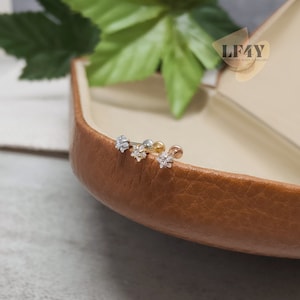Delicate Tiny Star CZ 0.8mm / 20G Threadless Push In Clear Star Steel Silver Gold Rose Gold Labret Tragus Stud Helix / Conch Stud Earring