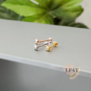 Delicate Tiny 0.8mm / 20G Threadless Push In Star Steel Silver Rose Gold Labret Tragus Stud Helix / Conch Stud Earring - Threadless Jewelery