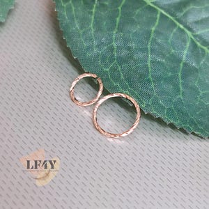 Thin Small Sterling Rose Gold Textured, Twisted, Diamond Cut Cartilage Earring Helix Ring Hoop Tragus Ring Nose Hoop Ring 0.6mm 6mm 8mm