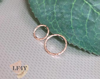 Rose Gold Sterling Silver Cartilage Hoop: Twisted Helix Tragus Ring (0.6mm, 6mm/8mm)