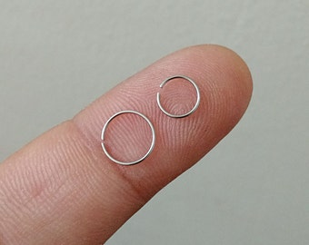 Very Stiff Thin Small 24g Cartilage Earring Rook Helix Ring Hoop Tragus Ring Nose Hoop Ring 0.5mm Dia 6mm 8mm Steel - Guaranteed Non Alergic