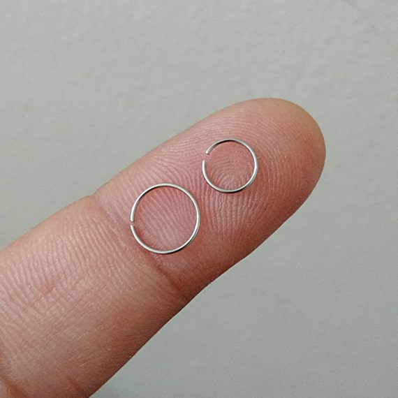Very Stiff Thin Small 24g Cartilage Earring Rook Helix Ring Hoop Tragus Ring Nose Hoop Ring 0.5mm Dia 6mm 8mm Steel - Guaranteed Non Alergic