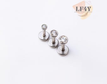 18G, 1mm Thick Internally Threaded Surgical Steel Labret Stud: 6mm And 8mm Bar Length