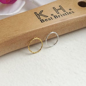 Thin Small Sterling Silver Gold Textured, Twisted, Diamond Cut Cartilage Earring Helix Ring Hoop Tragus Ring Nose Hoop Ring 0.6mm 6mm 8mm