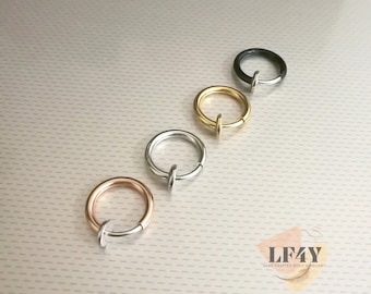 Fake Clip On Hoop Ring: Brass, Rose Gold, Silver, Black - No Piercing