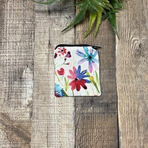 Colorful Watercolor Floral Coin Pouch