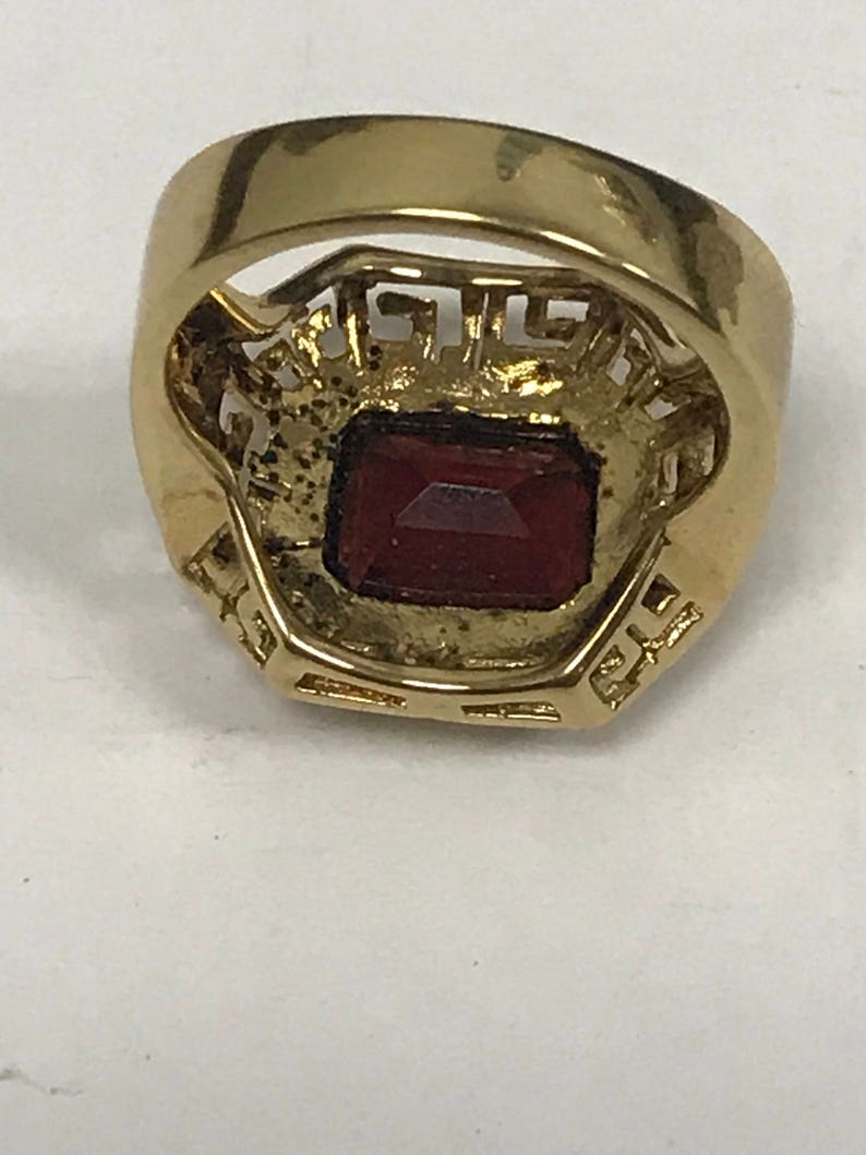 CLEARANCE CLOSEOUT MOTHERSDAYMADNESS Red Stone Zig-Zag Sterling Silver Cockrail Ring Gold-Colored statement ring elegant art-deco vintage