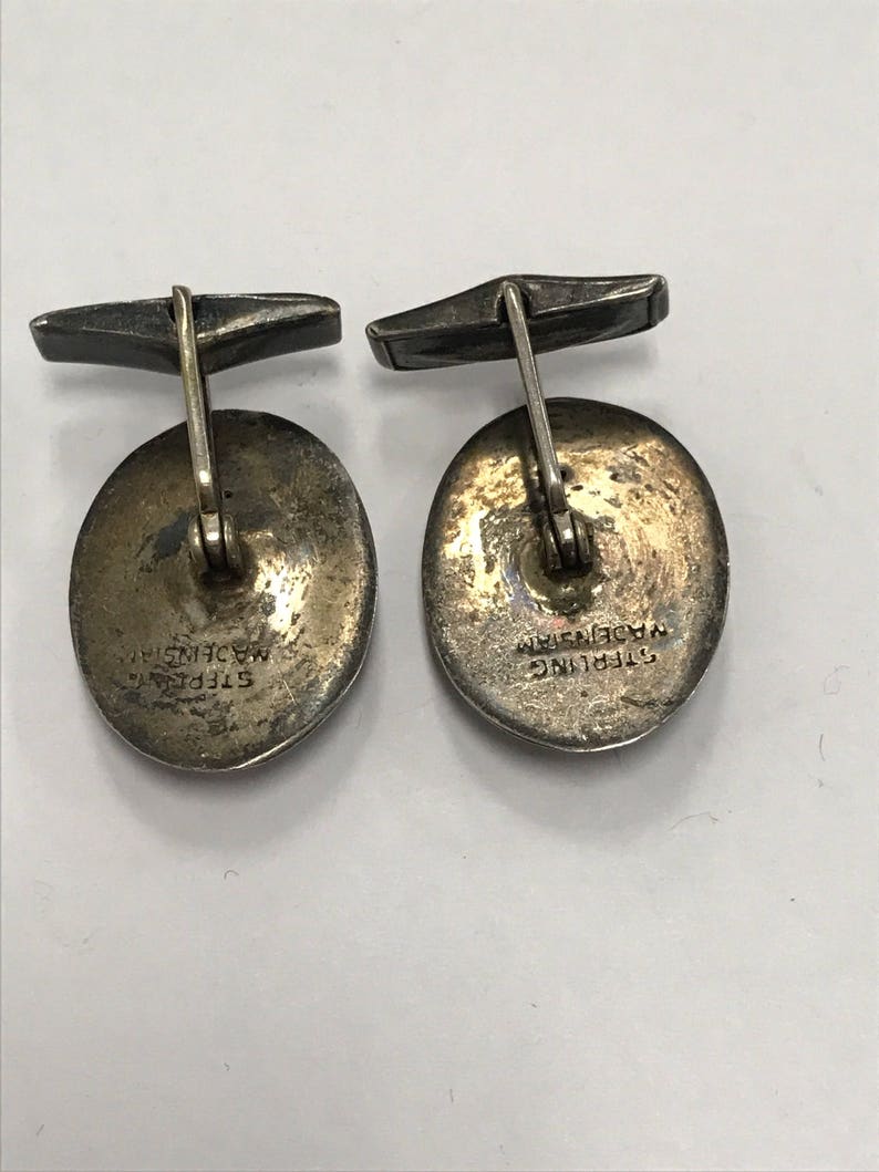CHRISTMASINJULY Sterling Silver and Black Dancing Woman Siamese Made in Siam Men/'s Cufflinks Vintage Antique