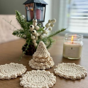 Patrón de crochet para posavasos de árbol de Navidad
