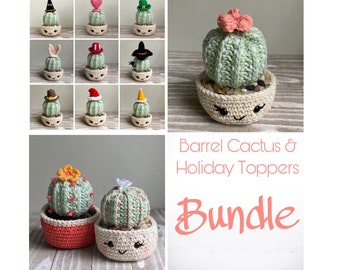 Barrel Cactus & Holiday Toppers Crochet Pattern Bundle