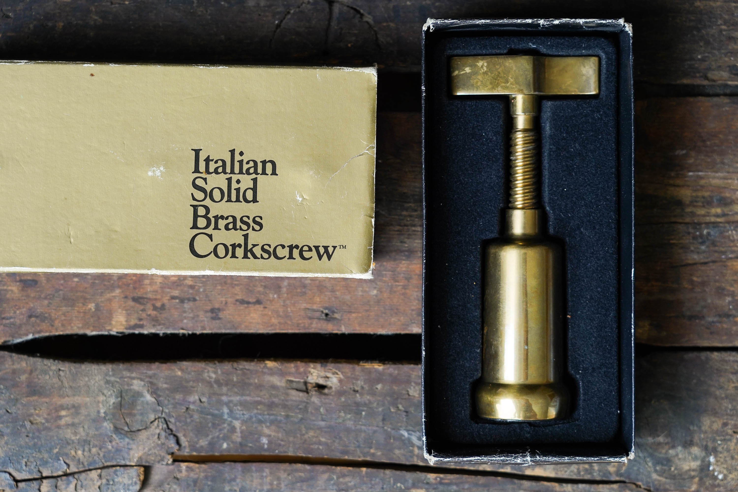 Solid Brass Corkscrew With Original Box / Manufacture in Italy / Kitchen  Accessory / Vintage Object 1960 / Kitchen Item / S 