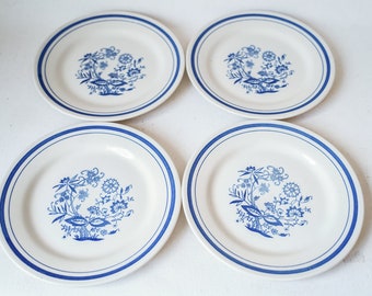 4 small plates Oxford Brazil - Vintage table service - Blue flowers - Vintage plate - 2grincheux