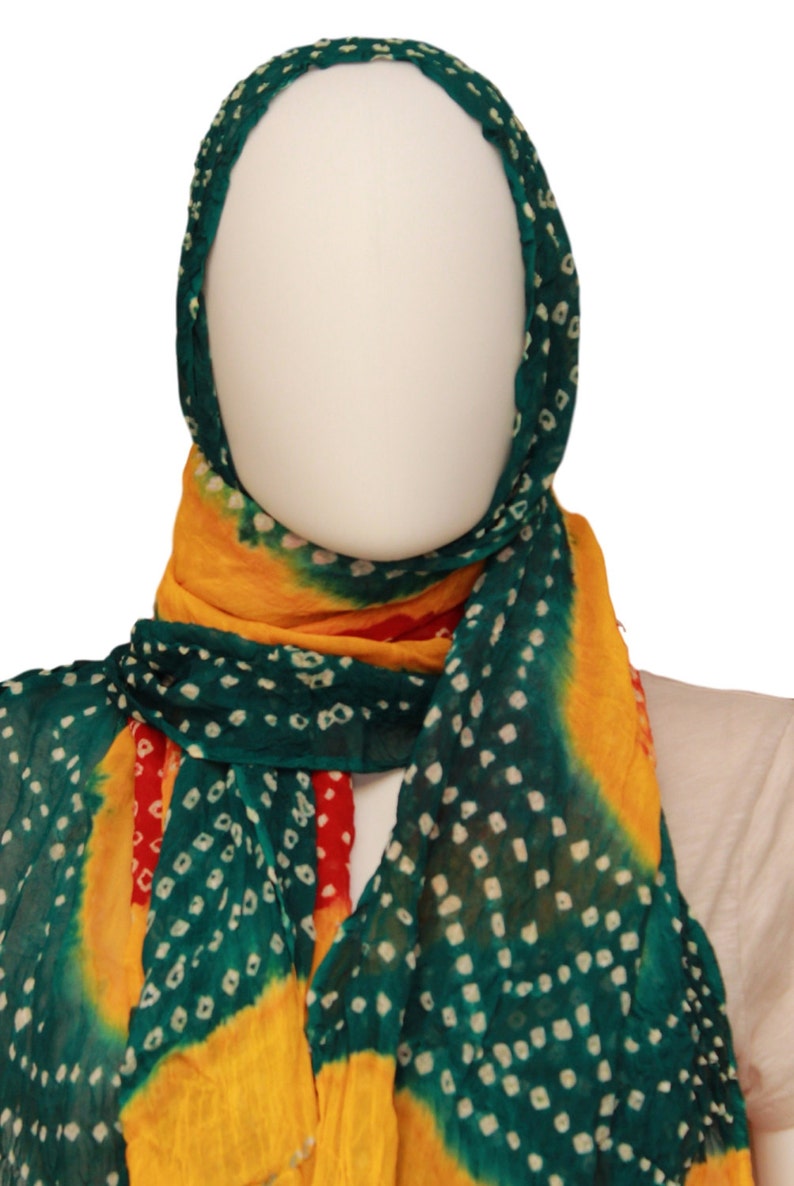 Chiffon Chunri Dupatta Handmade Tie Dye Scarf Head | Etsy