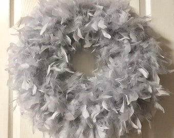 Couronne de plumes gris chiné