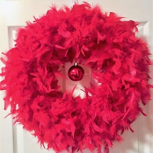 Christmas Red Feather Wreath