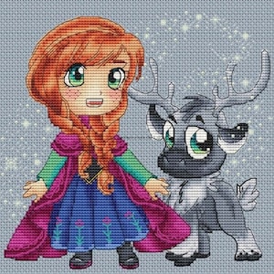 Anna and Sven cross stitch pattern