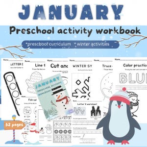 Quaderno di lavoro per la scuola materna di gennaio - Busy Book - curriculum, attività invernali, schede di lavoro per la scuola domestica, stampabili, attività per bambini piccoli, apprendimento, asilo nido