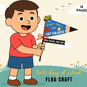 First Day of School Flag Craft: Printable Pennant Banner (Digital Download)