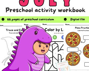 July Preschool Workbook: Summer & 4th of July Activities (PDF Printable Letter Worksheet