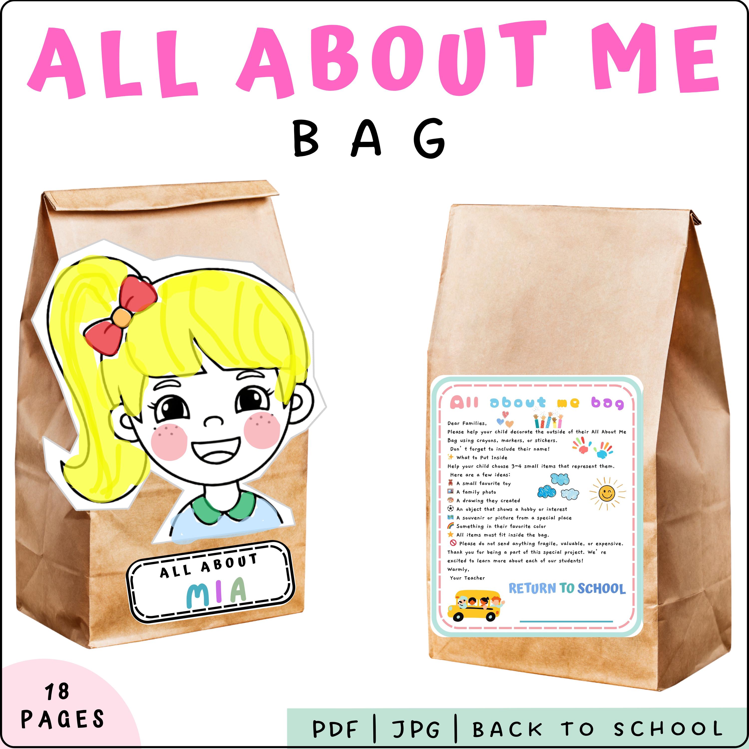 Editable All About Me Bag Activity: Back to School Student Sharing (PDF ...