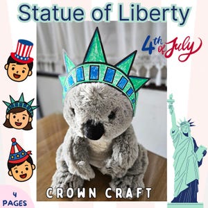 Artisanat de la Couronne du 4 juillet | Statue de la Liberté | Bandeau patriotique à colorier | Fichier numérique | Chapeau de fête, couronne, chapeau de l'oncle Sam