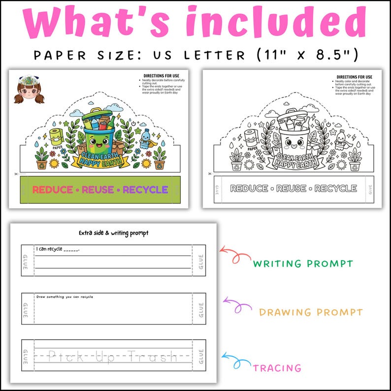Earth Day (recycle) Crown Craft | Headband Craft With Writing & Drawing ...