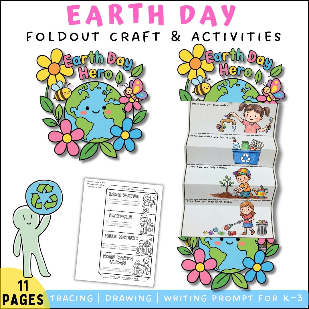 Earth Day Foldable Craft | 4 Flap Activity | Drawing, Tracing & Writing ...
