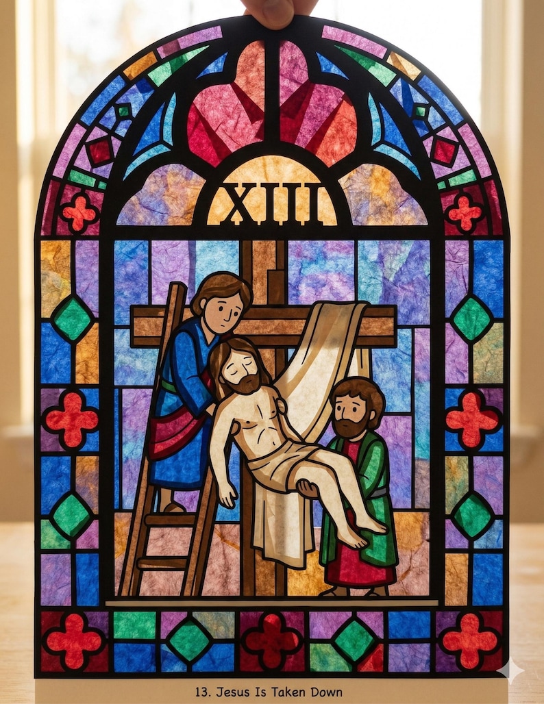 Stations of the Cross Stained Glass Coloring Pages | Lent Activity ...